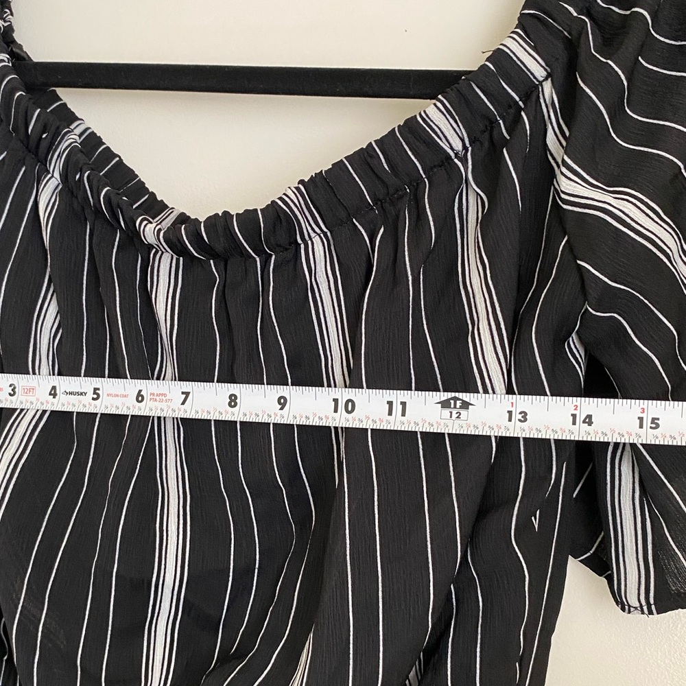 AUW Black and White Striped Long Sleeve Dress - Picture 6 of 14